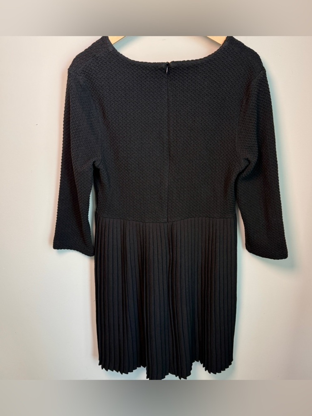Anthropologie Ganni Black Textured Cotton Pleated Hem Mini Dress | Size L - Picture 6 of 12